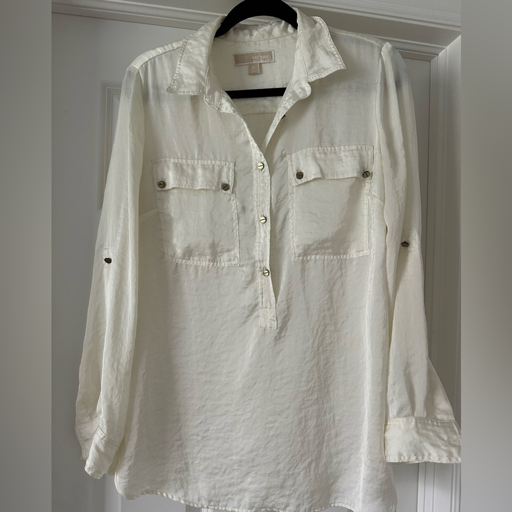 Michael Kors Cream Label Button-Front Shirt